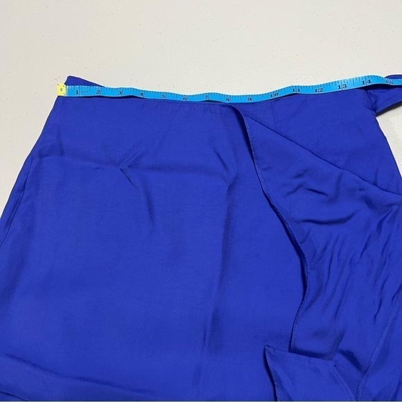 🆕 FRENCH CONNECTION Gabina Wrap Draped Sarong Midi Skirt in Clement Blue - Picture 8 of 9